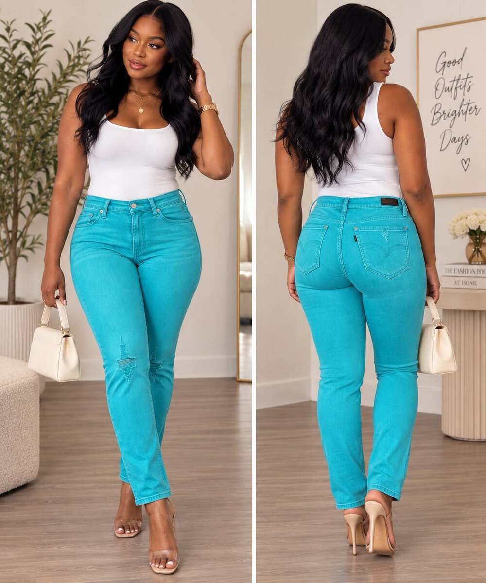 Levi’s 524 Too Superlow Turquoise Distressed Skinny Jeans